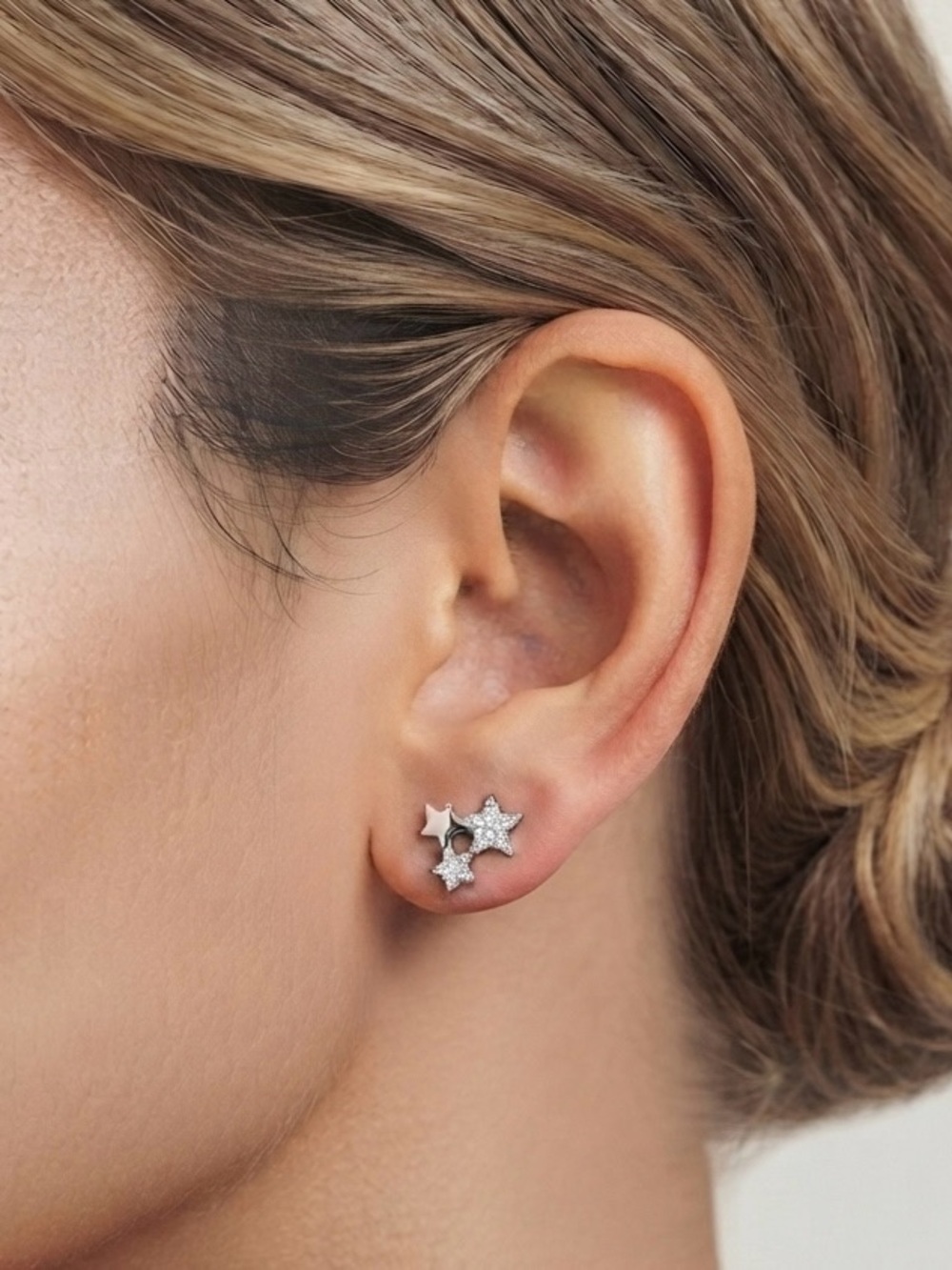 liberty Silver Star Cluster Stud Earrings